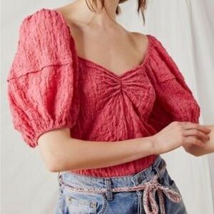 Intimately Free People Small Pink Gauzy Bodysuit Top ~ Sweetheart Y2K 90s